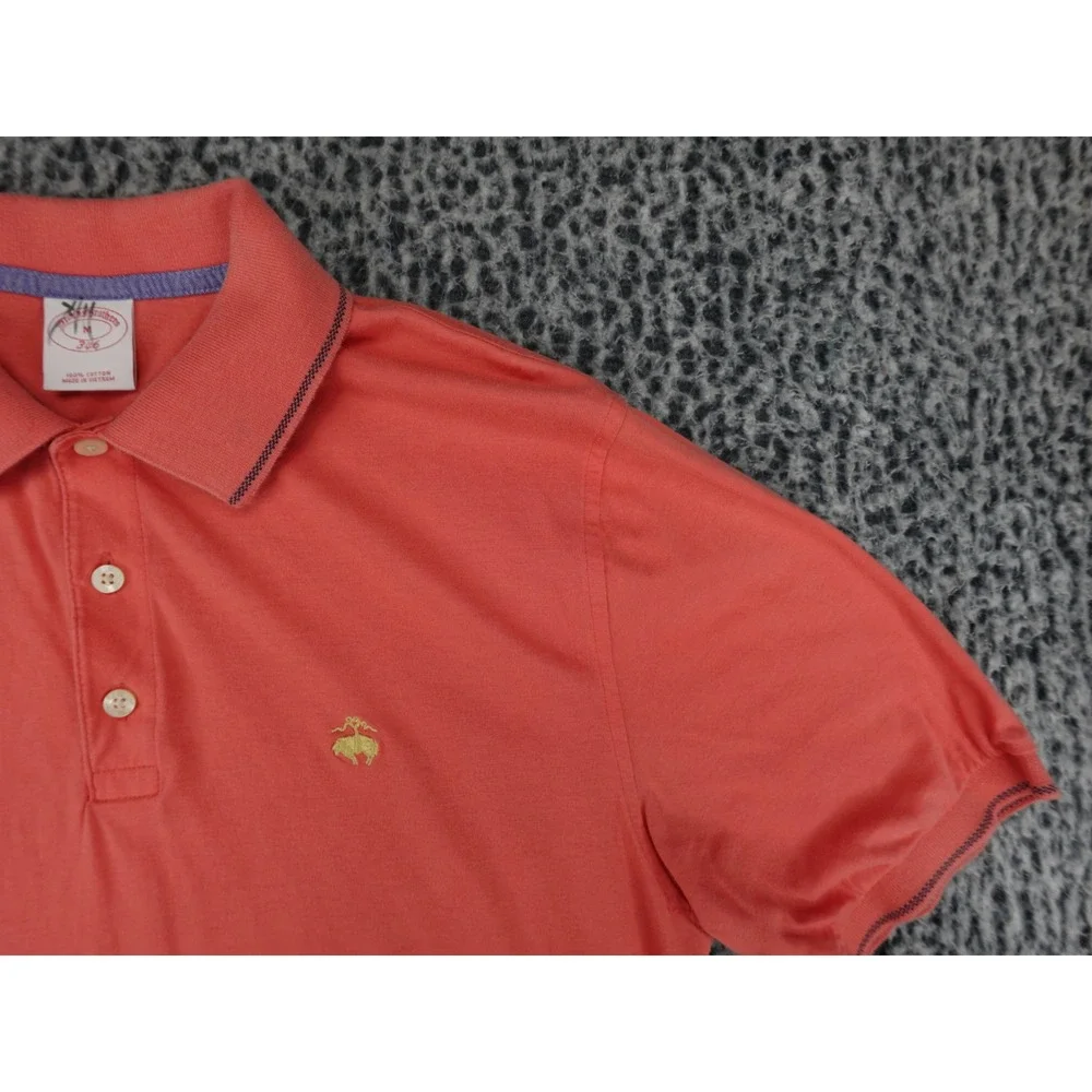 Brooks‎ Brothers 346 Polo Shirt Mens Medium Coral Pink Cotton Short Sleeve Logo